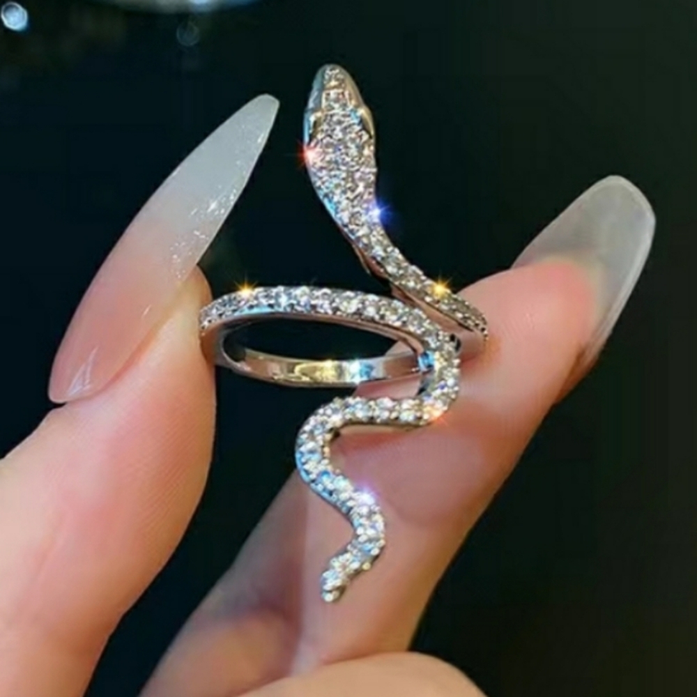 Rhinestone Snake Ring Adjustable - Picture 1 of 9